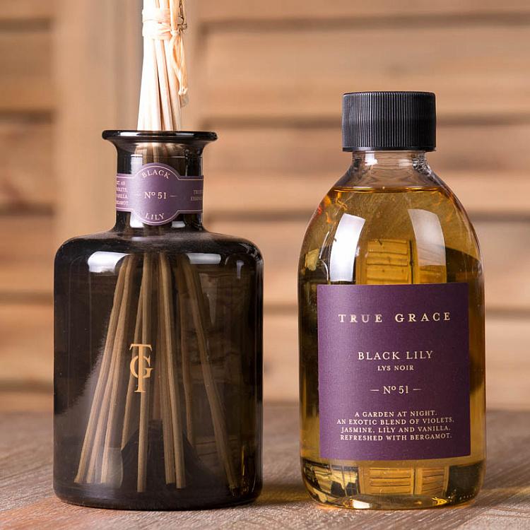 Аромадиффузор набор (палочки, жидкость, бутылочка) Чёрная лилия, 250 мл Small Reed Diffuser Black Lily 250 ml