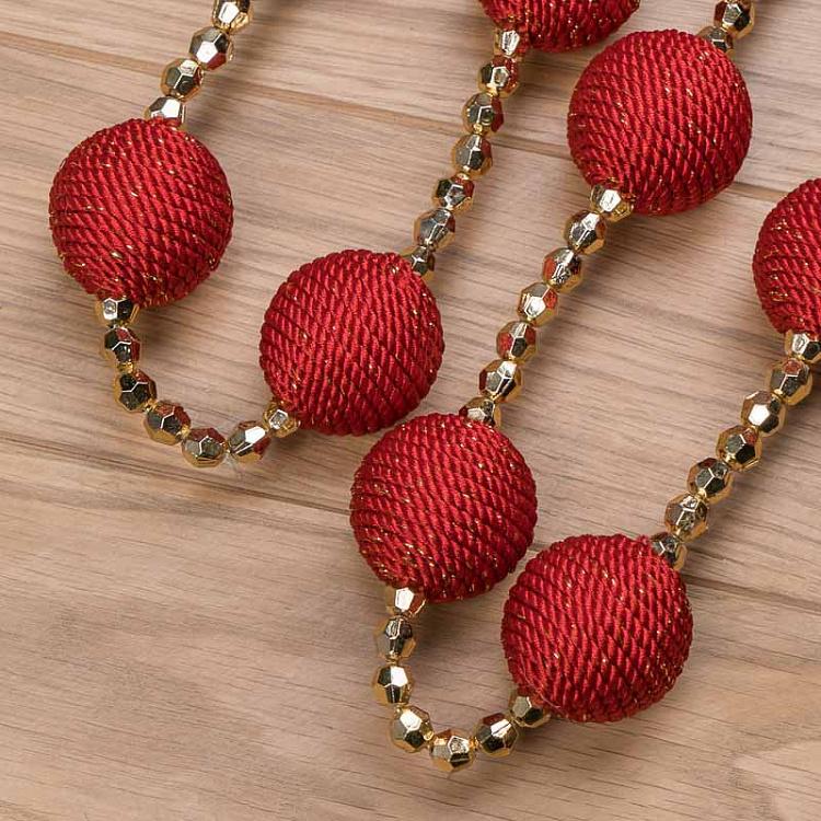 Гирлянда с золотыми бусинами и красными шарами Gold Beads With Red Balls 180 cm