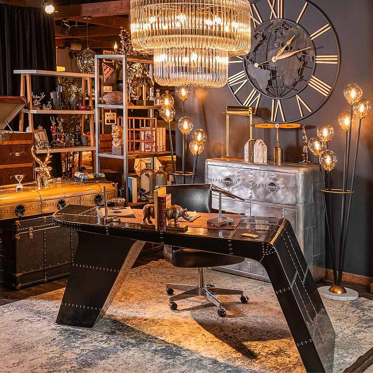 Рабочее кресло на колесиках Суиндерби, чёрная металлическая отделка Swinderby Office Chair, Black Spitfire