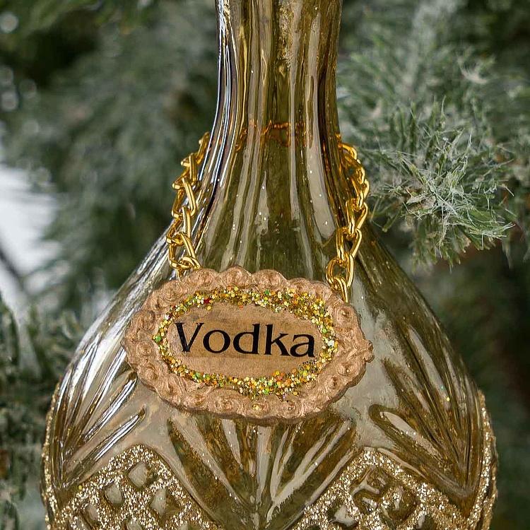 Набор из двух ёлочных игрушек Шотландский виски и водка Set Of 2 Glass Scotch Whisky Vodka Bottles Gold 14 cm