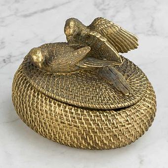 Weaving Style Box With Birds On Lid