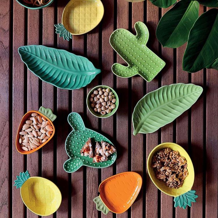 Зелёное сервировочное блюдо Пачи кактус Pachy Cactus Plate Dark Green