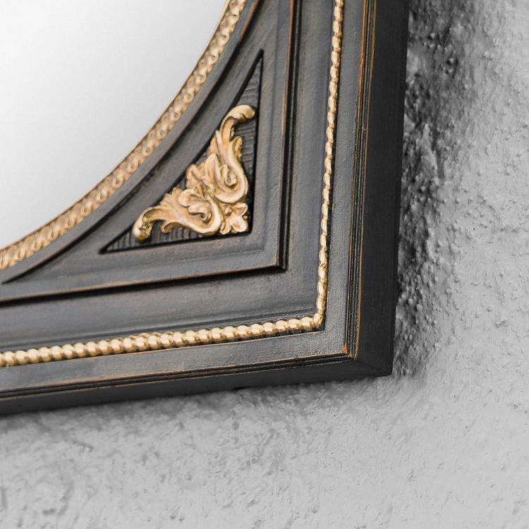 Выпуклое зеркало в чёрной квадратной раме с гирляндой Square Convex Mirror With Garland Black