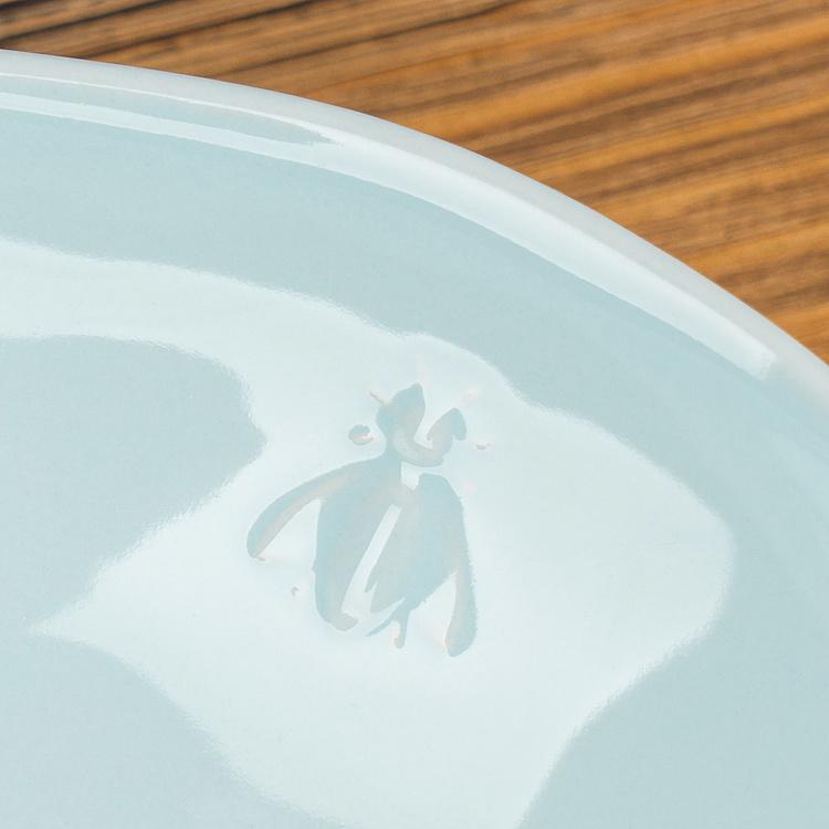 Голубая тарелка для пасты Пчёлы Abeille Ceramic Blue Pasta Plate