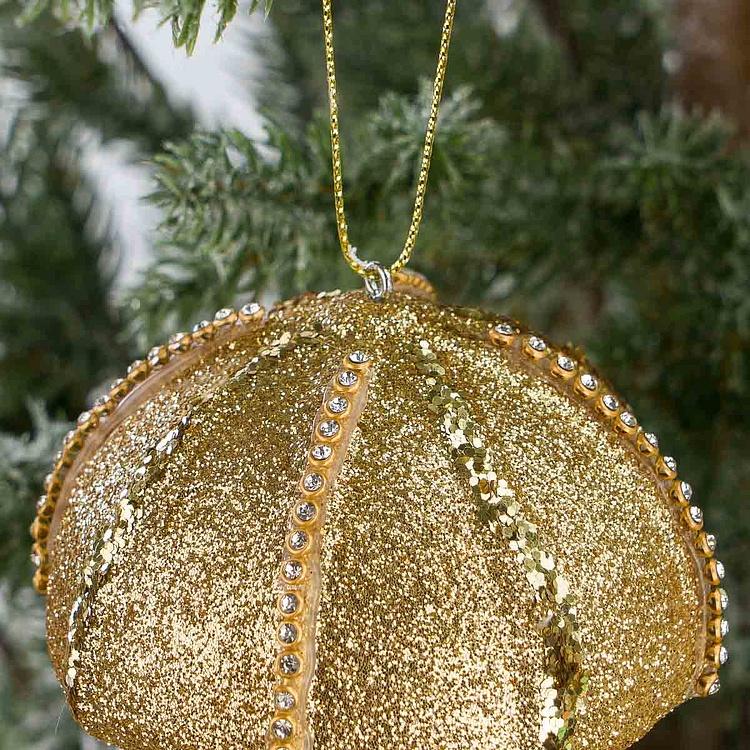 Набор из двух ёлочных игрушек с мишурой Медузы Set Of 2 Tinsel Iron Jellyfish Gold Champagne 19 cm