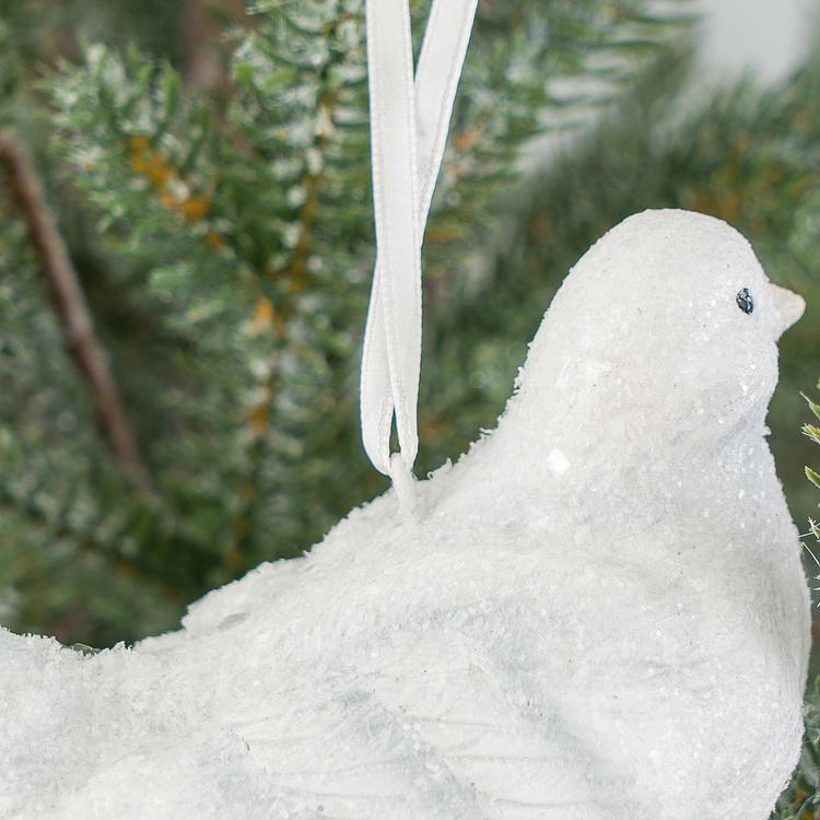 Набор из трёх ёлочных игрушек Белые голубки с розами Set Of 3 Ice Doves With Roses White 11,5 cm