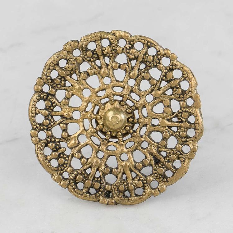 Мебельная ручка с кружевным узором Веллуру Vellore Brass Fancy Round Knob