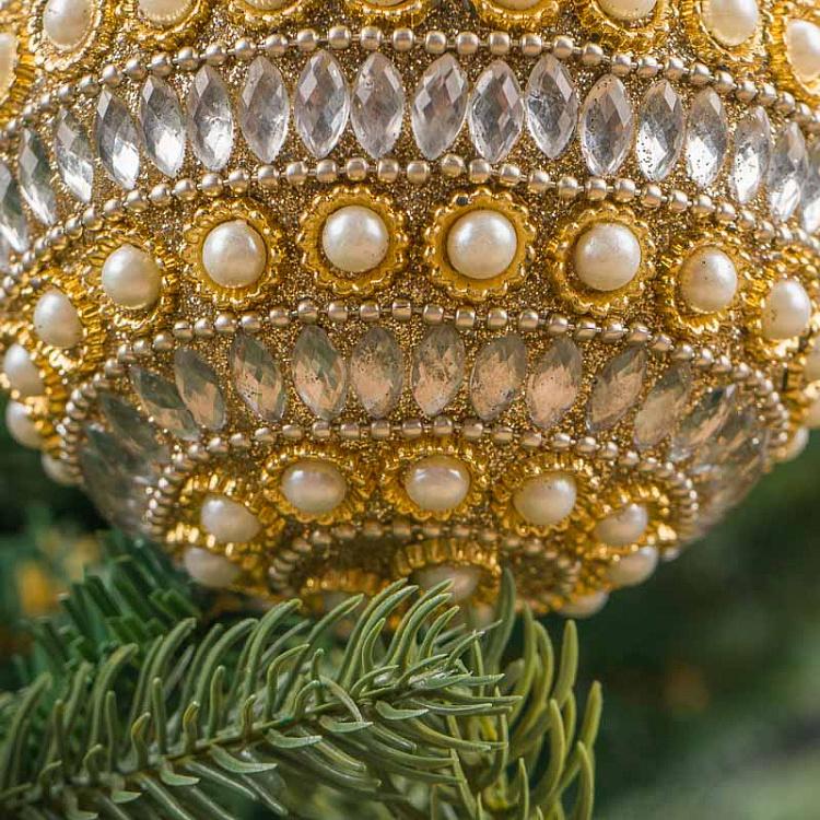 Ёлочный шар с жемчужинами Golden Ball With Pearls 9 cm
