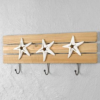 White Starfishes Coat Rack 3 Hooks