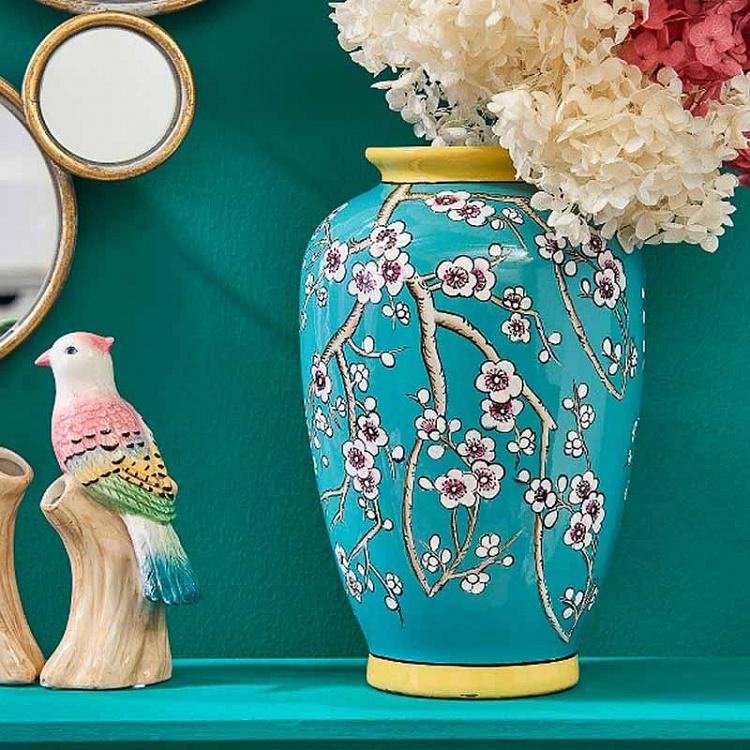 Ваза Сакура бирюзовая с жёлтым Vase Sakura Blue Yellow