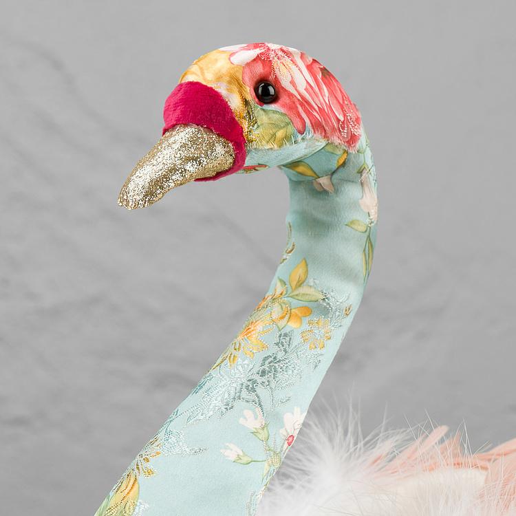 Статуэтка Лебедь с цветочным узором и перьями Swan With Floral Print And Feathers