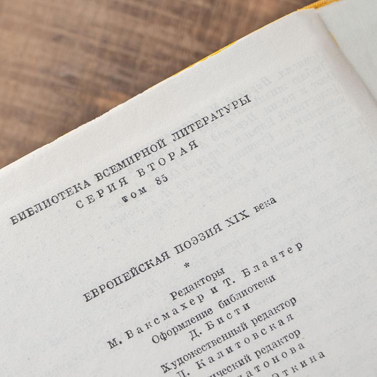 Винтажная книга Библиотека всемирной литературы, том 85. Европейская поэзия XIX века Vintage Book World Literature Library 85