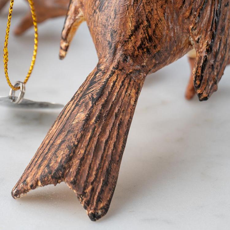 Набор из двух ёлочных игрушек Птицы под мухоморами Set Of 2 Mushroom Birds Brown/Red 12,5 cm