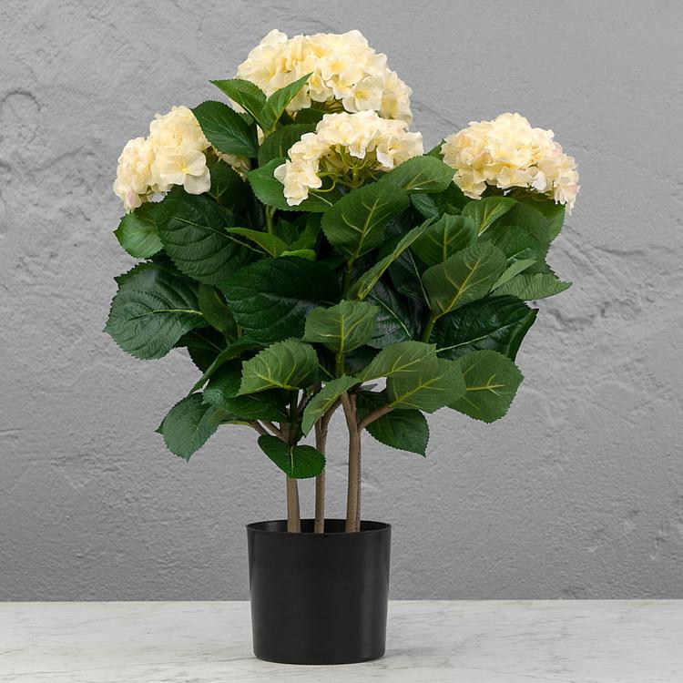Искусственная гортензия кустовая ванильно-кремовая Hydrangea Bush Cream Vanilla 55 cm