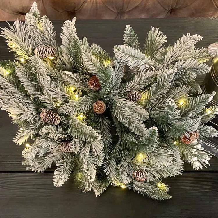 Новогоднее украшение с подсветкой Снег на ёлке, M 35 Led Light Flock Pine Snowflake Battery Operated 46 cm