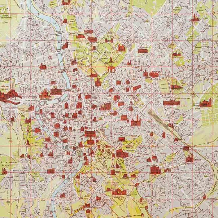 Картина-принт Карта Рима, чёрная рама Classic Map Rome, Black Wood