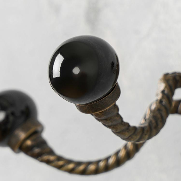 Трёхрожковый крючок с чёрными наконечниками Верёвка Ceramic Knob Triple Rope Hook Black