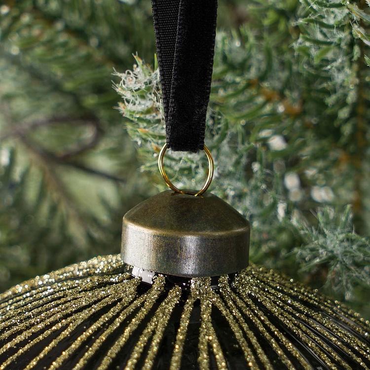 Ёлочная игрушка в виде чёрной многогранной луковицы Polygonal Bulb Ball Black 8 cm