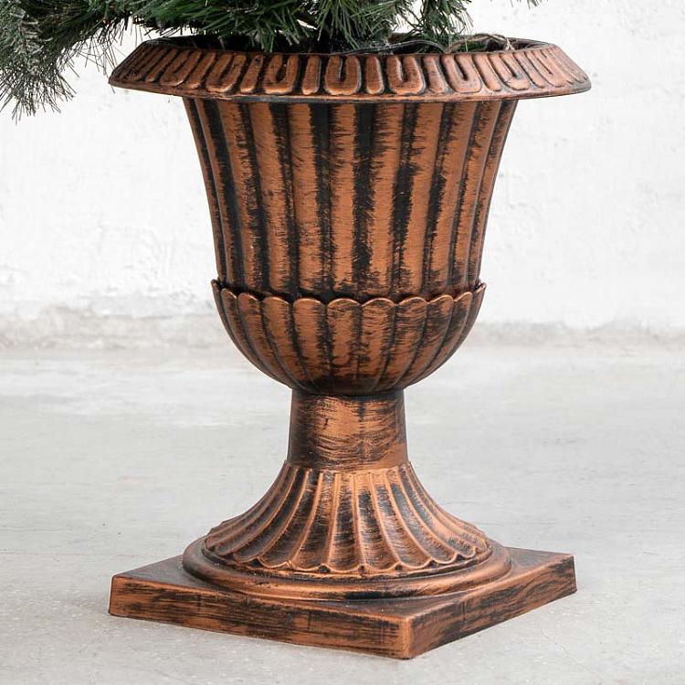 Искусственная новогодняя ёлка ручной работы с led-гирляндой в вазе  100 Led Light Flock Pine Tree In Pot Green 122 cm