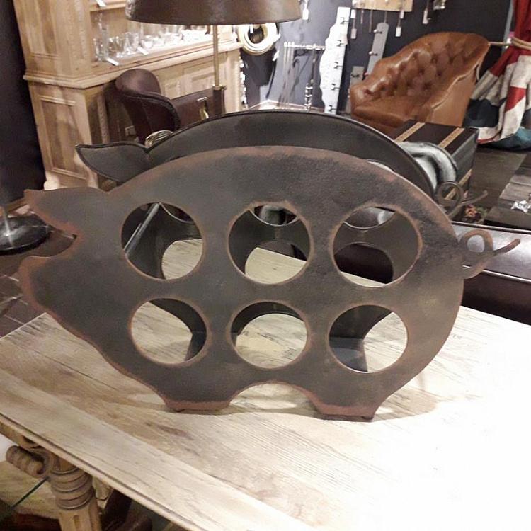 Подставка для шести бутылок вина Свинка Bottle Rack For 6 Bottles Pig Design