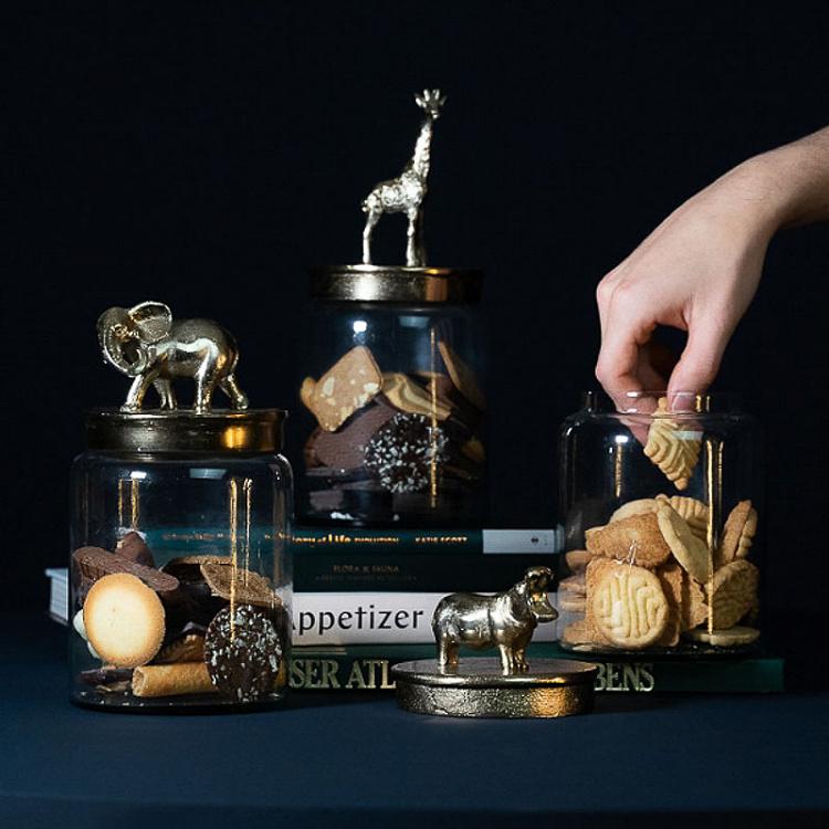 Ёмкость для хранения Золотой бегемот Decorative Jar With Hippo Figure Gold
