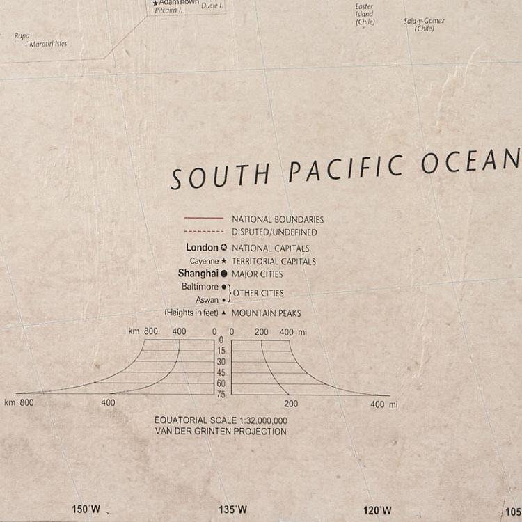 Винтажная картина-принт из четырёх частей Карта мира Set Of 4 Panels Wood Vintage Worldmap