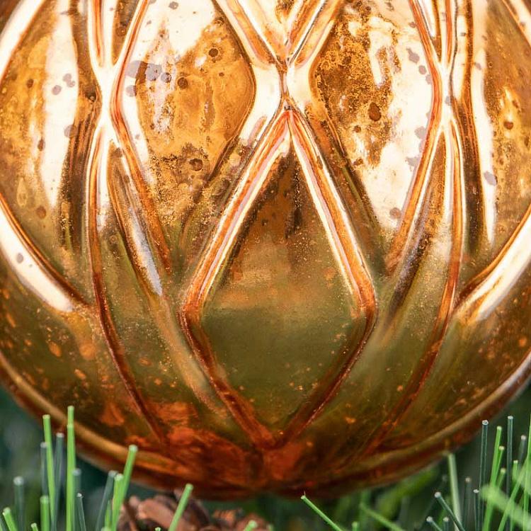 Золотой ёлочный шар с головой оленя Glass Deer Head Ball Gold 11 cm