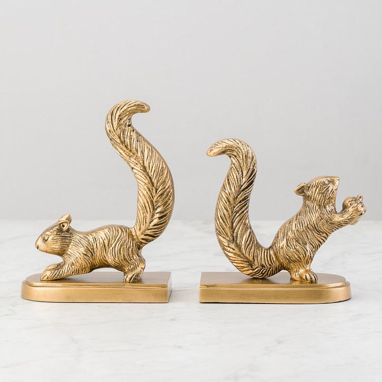 Набор из двух держателей для книг Золотистые белки Bookend Golden Squirrels