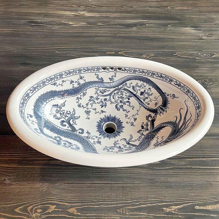 Встраиваемая раковина с рисунком Империал Блу Imperial Blue Oval Wash Basin
