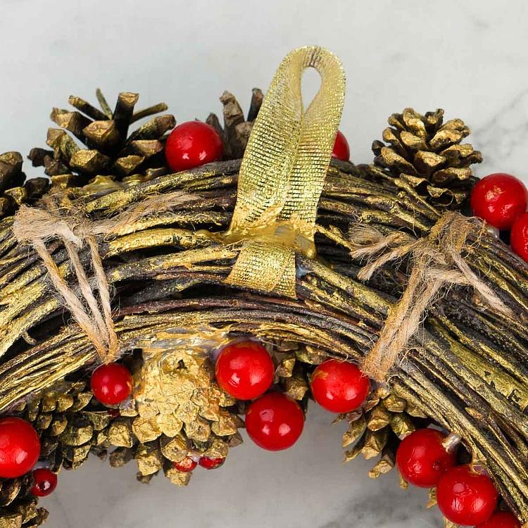 Новогодний венок с шишками и ягодами Wreath With Pinecones And Berries 32 cm