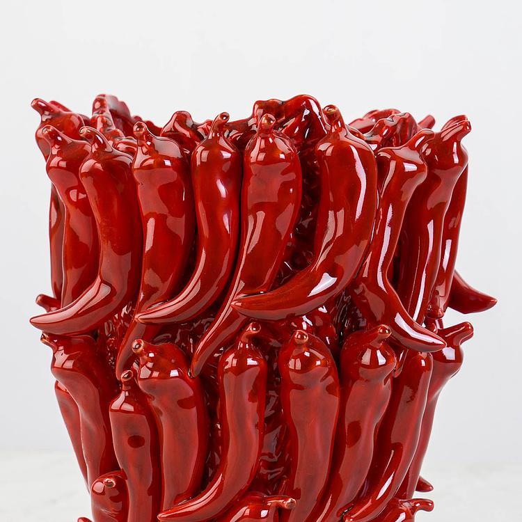 Красная ваза Перцы Чили, L Chili Bordeaux Red Vase Large