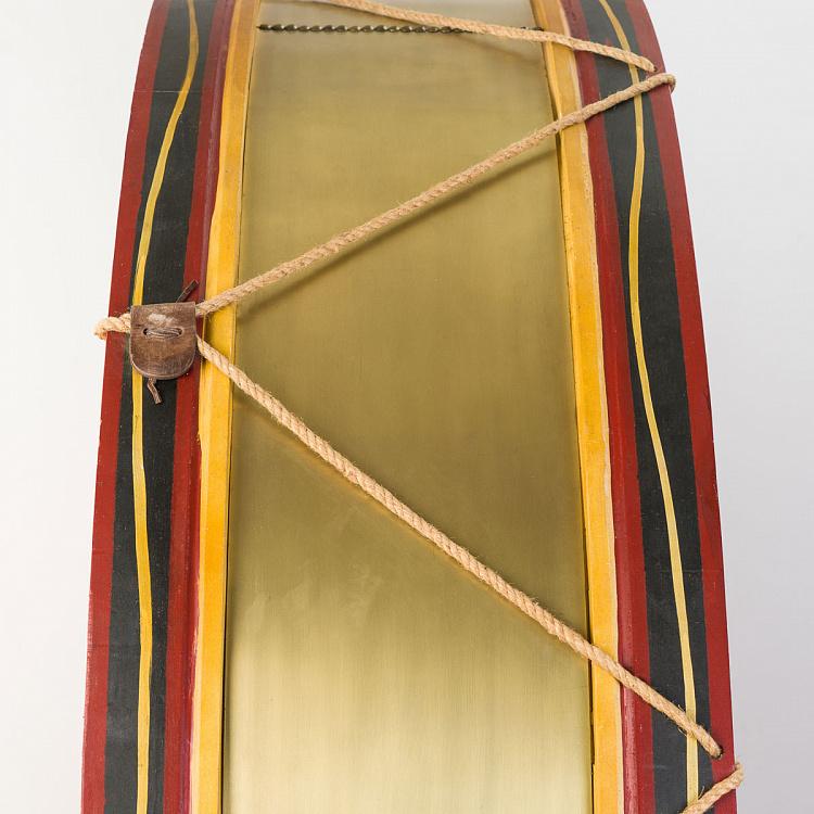 Деревянный стеллаж в виде барабана с латунным обрамлением на подставке, L Regiment Brass Drum Bookcase Large With Stand