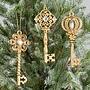 Набор из 3-х ёлочных игрушек Set Of 3 Jewel Keys Gold 16,5 cm