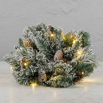35 Led Light Flock Pine Snowflake Battery Operated 40 cm