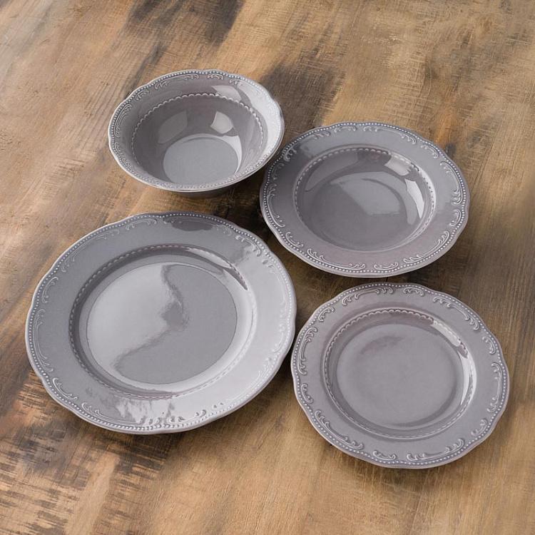 Туманно-серая обеденная тарелка Старая Вена, S Vecchio Vienna Dinner Plate Small London Smoke