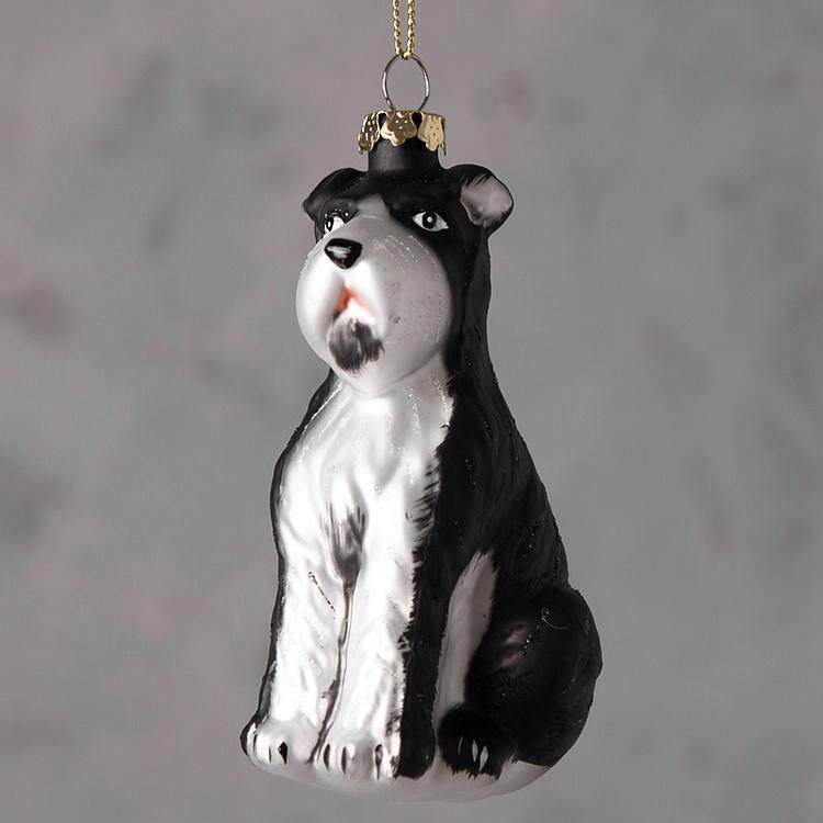Набор из двух ёлочных игрушек Собаки Set Of 2 Glass Dogs Black/Cream 9 cm