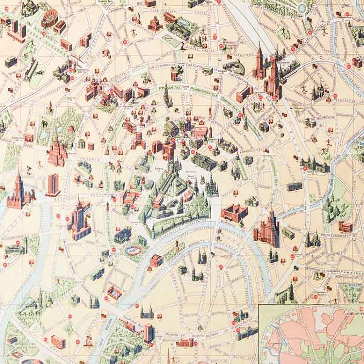 Картина-принт Карта Москвы, S Map Moscow Small