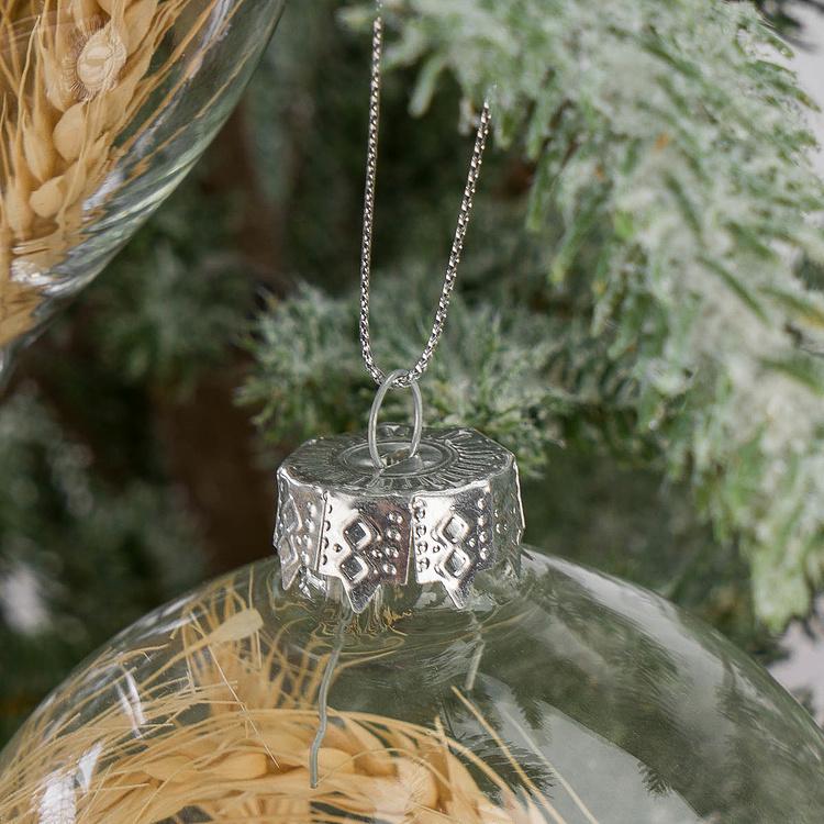 Набор из трёх ёлочных игрушек с колосьями внутри Set Of 3 Glass Dried Ear Of Corn Ball Clear 10 cm