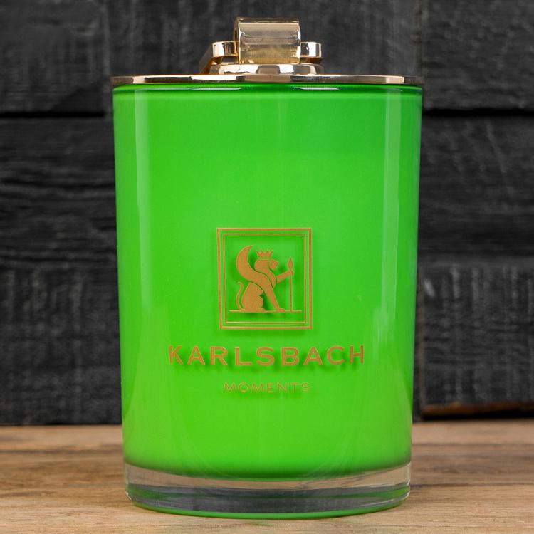 Аромасвеча в салатовом стакане с золотой крышкой Роза Aroma Candle In Light Green Glass With Gold Lid Rose
