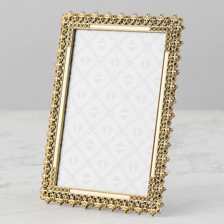 Золотистая цветочная прямоугольная рамка для фото Golden Flowery Rectangular Photo Frame