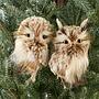 Набор из 2-х ёлочных игрушек Set Of 2 Furry Owls Brown Cream 16 cm