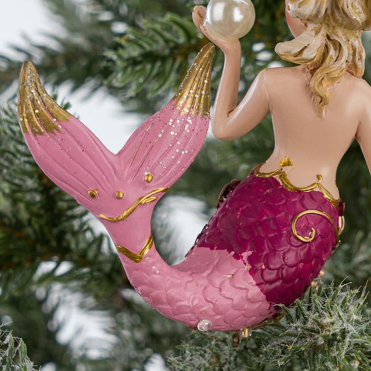 Набор из двух ёлочных игрушек Русалки Set Of 2 Pearl Botanica Mermaids Pink Blue 9,5 cm