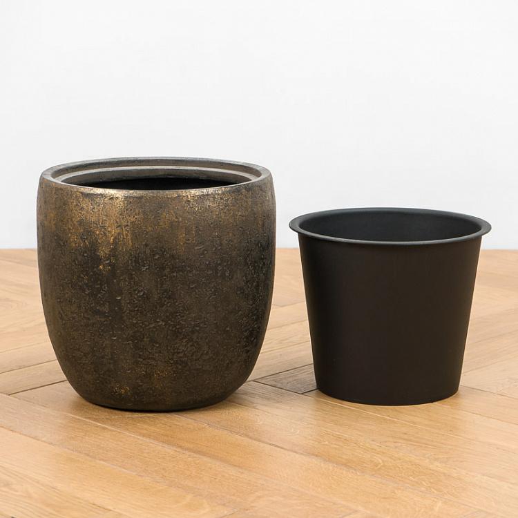 Кашпо-чаша Эффектори Металл золотая патина, S Effectory Metal Bowl Pot Rough Gold Patina Small