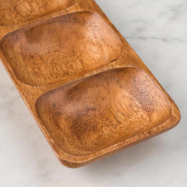 Деревянная прямоугольная менажница Органик Organic 3 Sections Rectangular Serving Dish