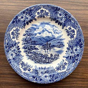 Vintage Plate Blue White Medium 15