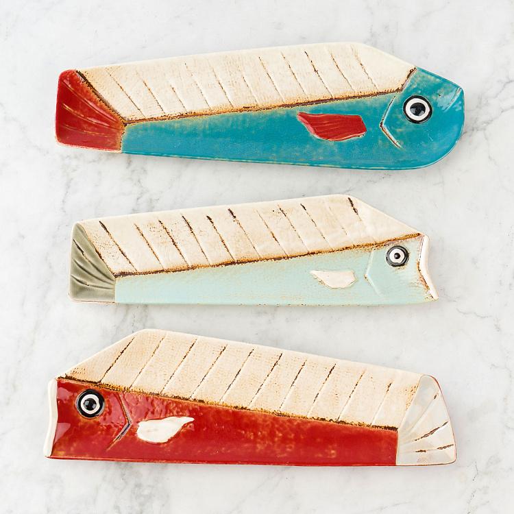 Набор из трёх сервировочных блюд Мультяшные рыбки Set Of 3 Long Fish Dishes Comics
