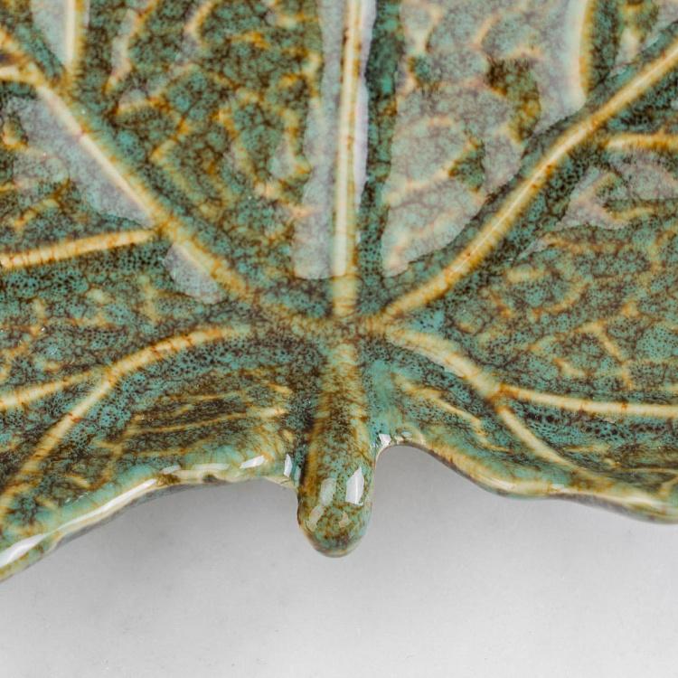 Керамическое сервировочное блюдо Зелёный лист Ceramic Green Leaf Dish