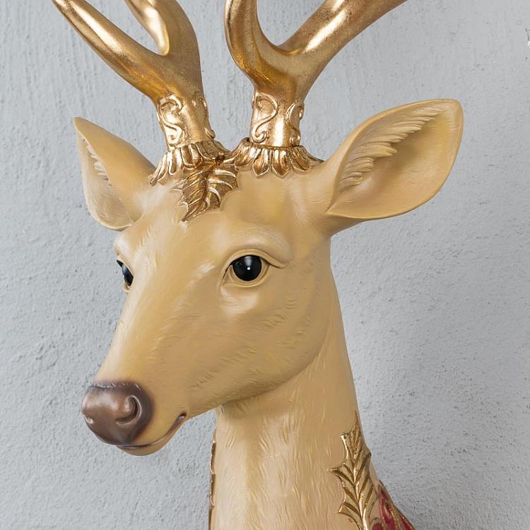 Новогоднее настенное украшение Голова Оленя Ornamental Deer Head Wall Display Brown/Burgundy 83 cm