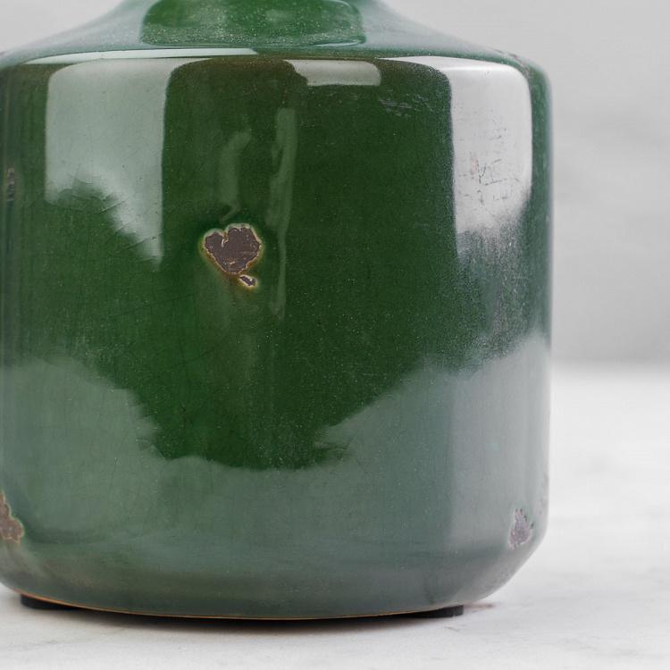Низкая оливковая керамическая мини-ваза Бутыль Bottle Vase Olive Green Low