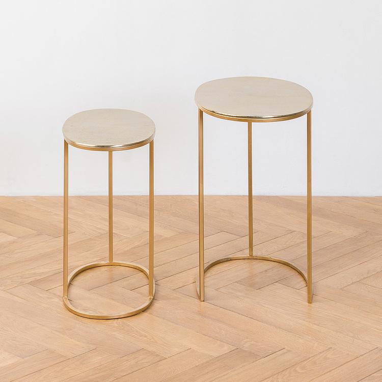 Комплект из двух журнальных столиков золотистого цвета Set Of 2 Side Tables Gold
